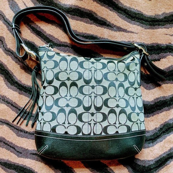 Coach Black and Gray Shoulder Bag with Signature Monogram - Picture 2 of 8